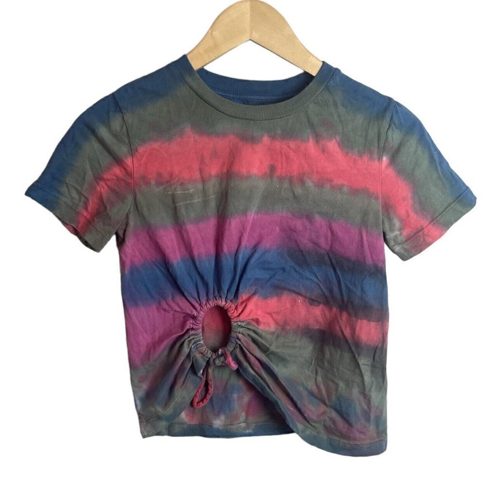 Urban Outfitters Women's Cropped T-Shirt XS Tie Dyed Short Sleeve Round Neck